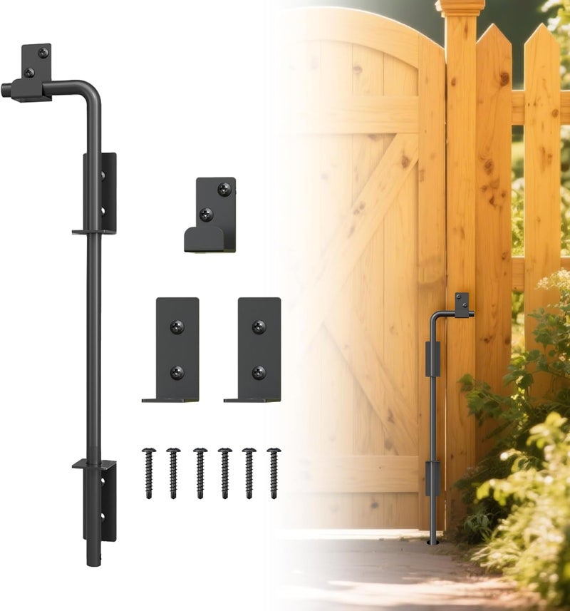 URDOGSL Store 18" Heavy Duty Cane Bolts for Gates with Upgraded Square Hardware Gate Drop Rod with Black Finish for Wood PVC Vinyl Fences Gates, Double Doors-1 Pack - Image 1